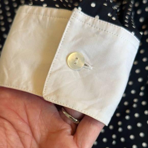 THEORY | Contrast Straight Shirt in Polka Dot Crepe - Picture 9 of 11